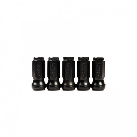 Real Nuts - Black Knurled Ended Wheel Nuts (Thread Size M12 x 1.5)